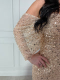Rochie Opal midi din paiete cu mânecă căzută
