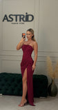 Rochie Milly lunga cu corset si trena laterală cu crapatura pe picior