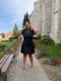 Rochie Delicia scurta in clos cu detalii nasturi aurii