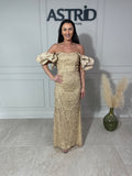 Rochie Amelie lungă din paiete cu mânecă bufantă