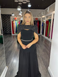 Rochie Laila lungă pietre în talie și capa detașabilă