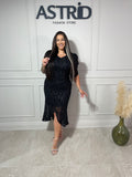 Rochie Kleo midi V în fața aplicații paiete și sclipici