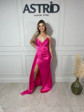 Rochie Ama lungă cu corset și falduri în talie
