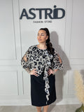 Rochie Xenia cu capa animal print mânecă despicată