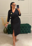 Rochie Eloise midi cu funda si incretita in talie