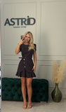 Rochie Asena scurta tip sacou cu volan si nasturi aurii