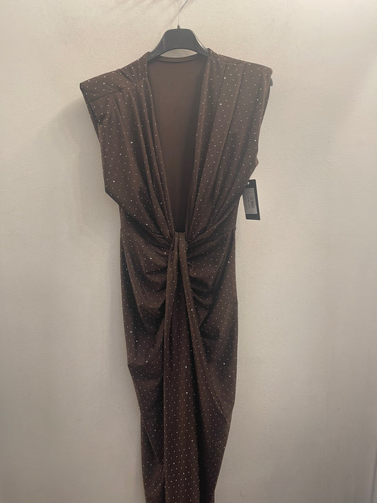 Rochie Mia midi nod în talie și aplicații pietre