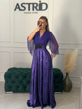 Rochie Darla lunga din matase naturala cu maneci