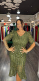 Rochie Elena midi din paiete mânecă 3/4