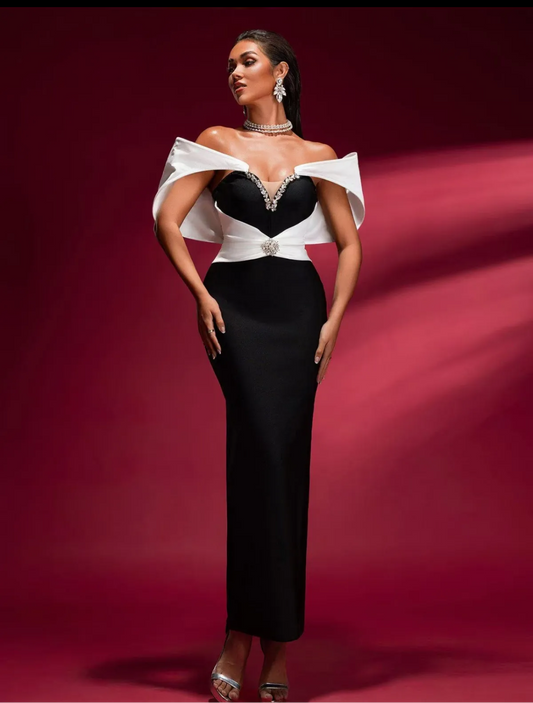 Rochie Namid lunga din bandaj tip barcuta