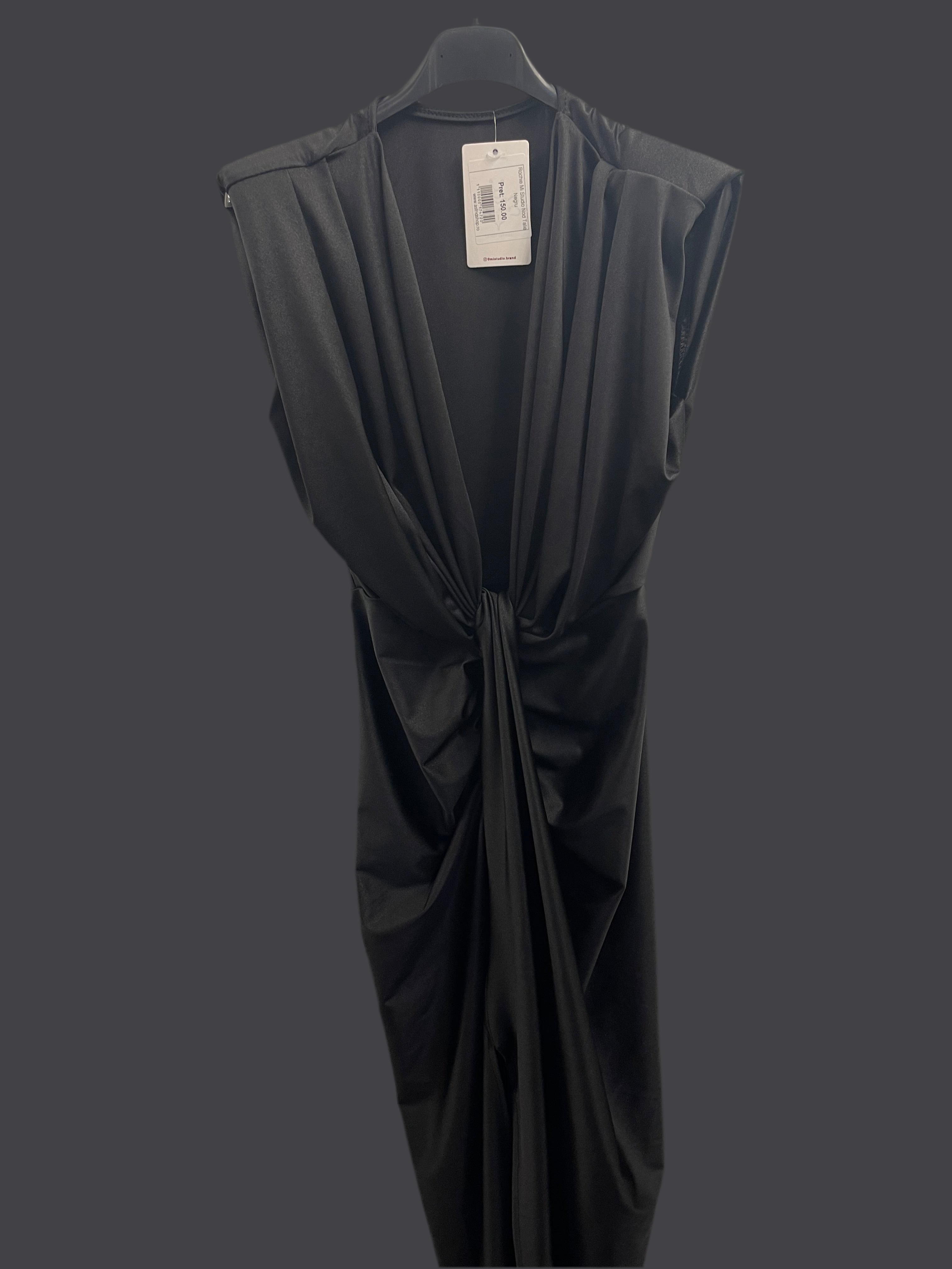 Rochie Nadina midi din lycra cu nod în talie