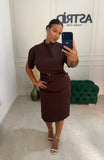 Rochie Beyza midi maro curea