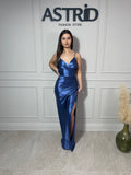 Rochie Devon lungă din licra pe corp crăpătură pe picior și corset la spate