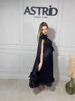Rochie Ane midi plisată trena pe un umăr aplicații flori
