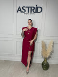 Rochie Cecily lunga cu accesorii aurii bust si fermoar decorativ
