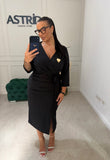 Rochie Eloise midi cu funda si incretita in talie