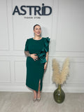 Rochie Kari midi disponibilă în două variante de culoare, verde intens și negru clasic.