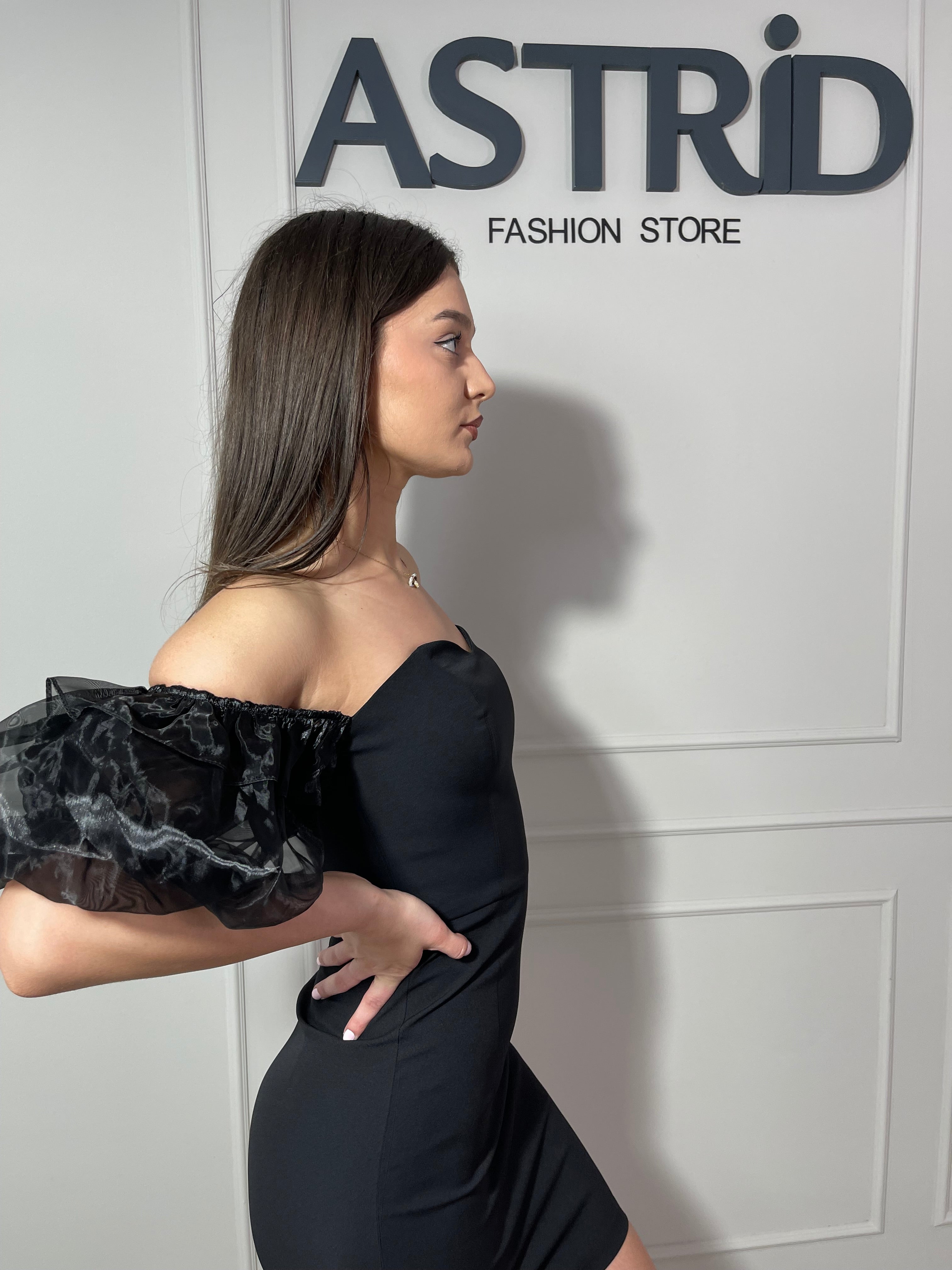 Rochie Wendy scurtă cu mânecă bufantă