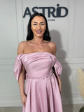 Rochie Monique midi din tafta cu decolteu tip bărcuță