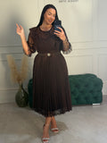 Rochie Agatha midi in clos din dantela cu maneci 3/4