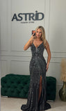 Rochie Crista lunga decorata cu pietre si corset