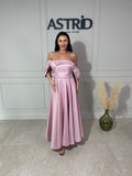 Rochie Monique midi din tafta cu decolteu tip bărcuță