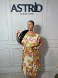 Rochie Ella midi creponată cu imprimeu floral