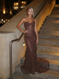 Rochie Brown lunga din pietre si perle cu corset