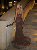 Rochie Brown lunga din pietre si perle cu corset