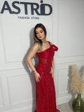 Rochie Carla lungă elegantă decorată cu paiete strălucitoare