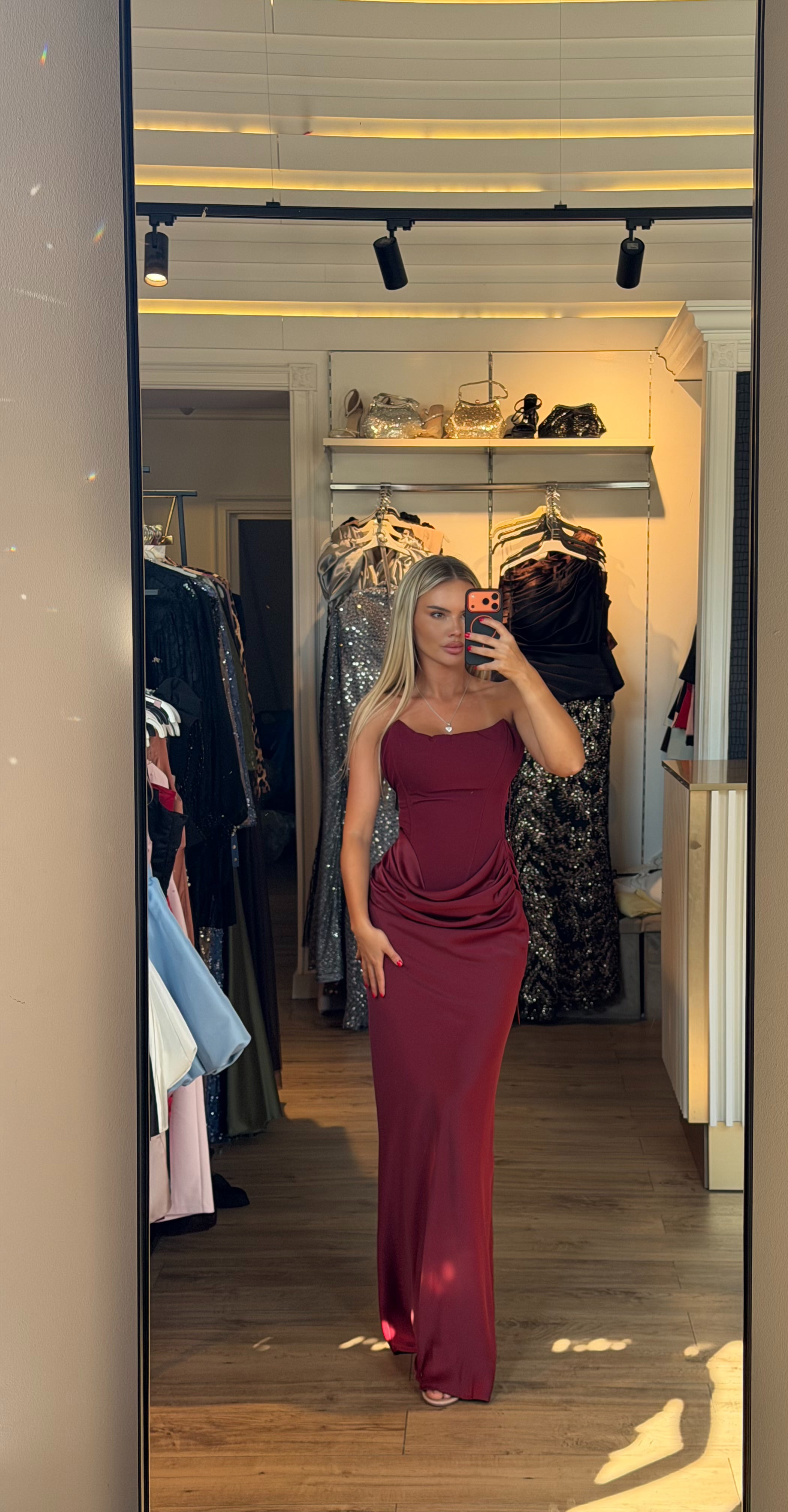 Rochie Mias lunga cu corset si falduri in talie