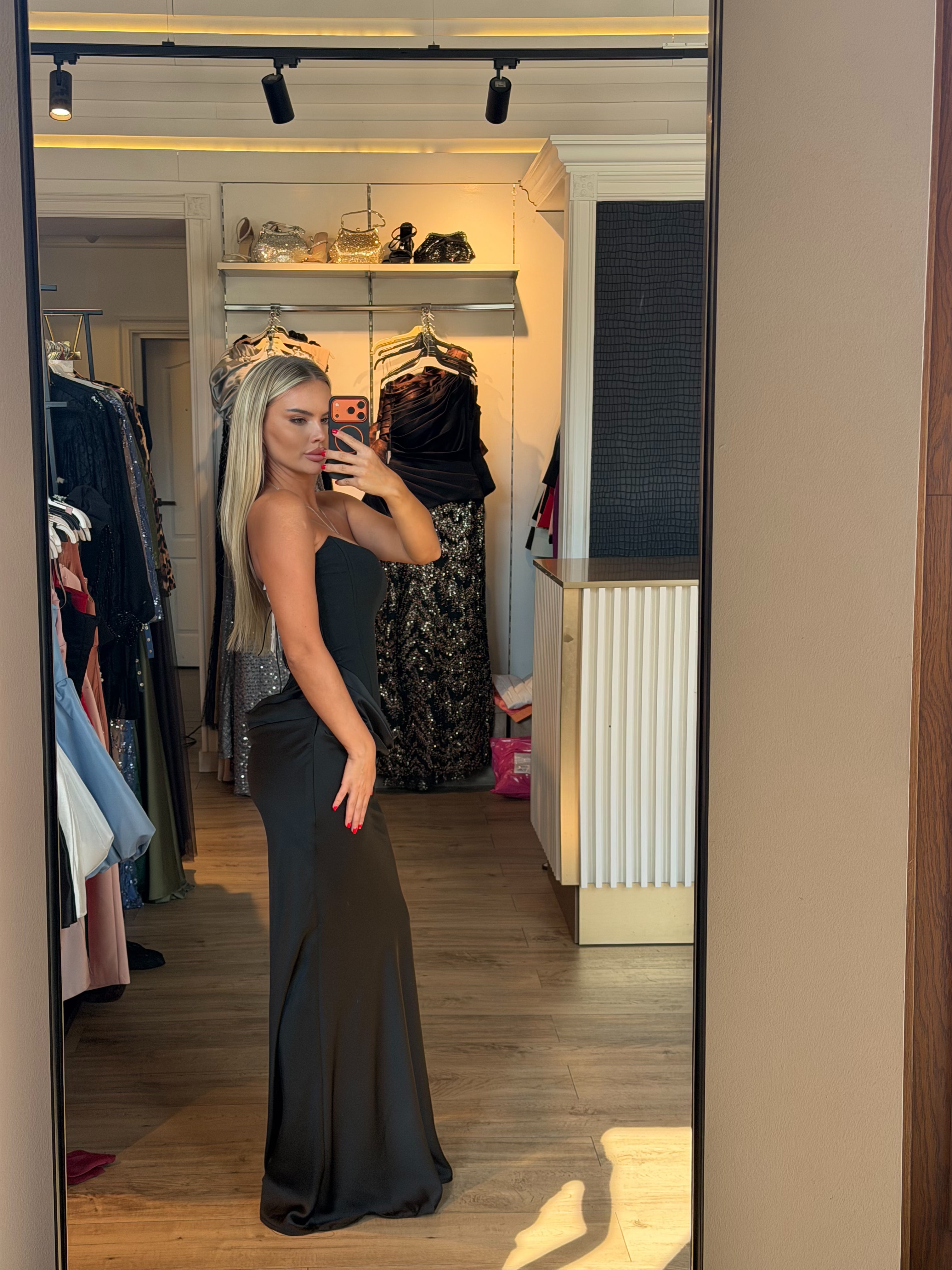 Rochie Mias lunga cu corset si falduri in talie