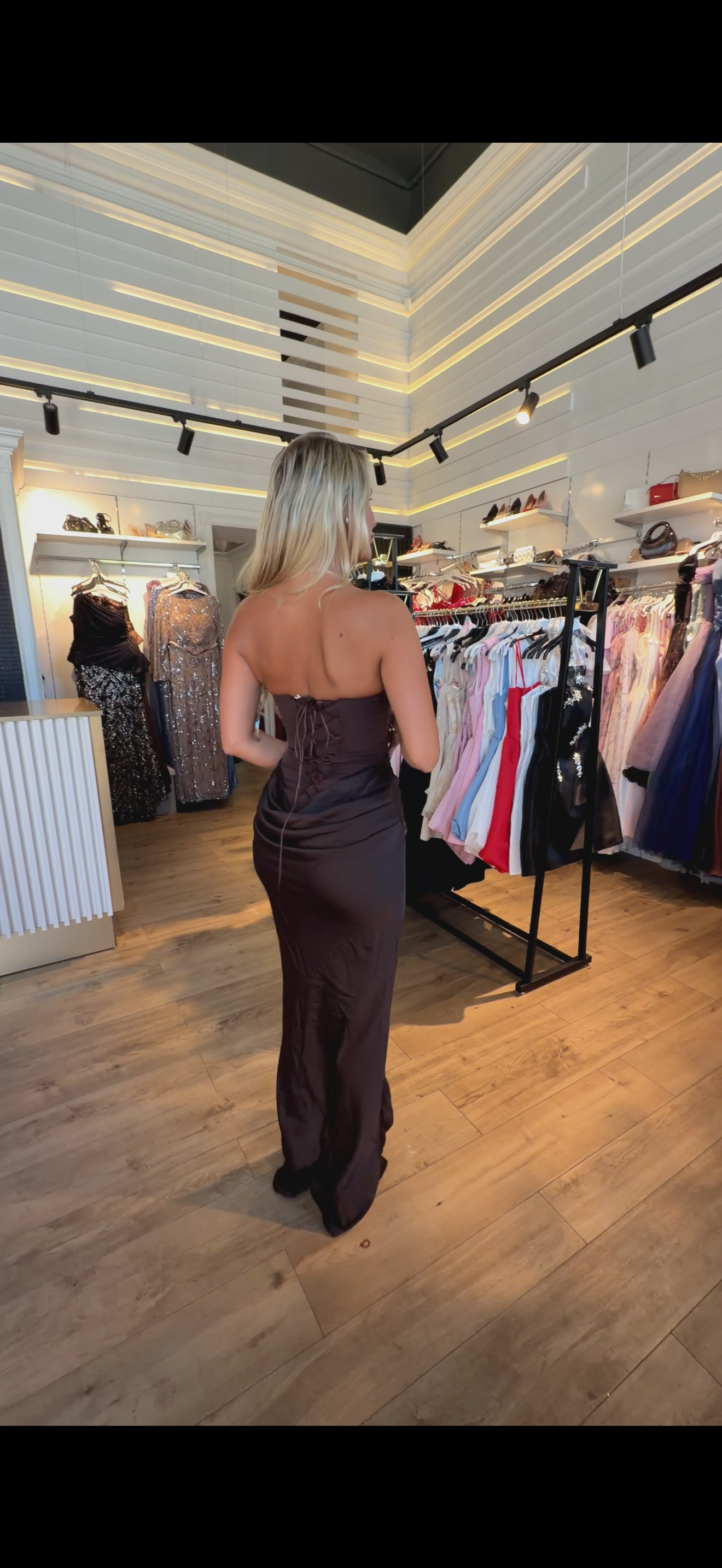 Rochie Mias lunga cu corset si falduri in talie