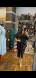 Rochie Tilli midi din satin cu nod in talie