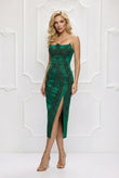 Rochie Marina midi cu aplicatii perle si corset
