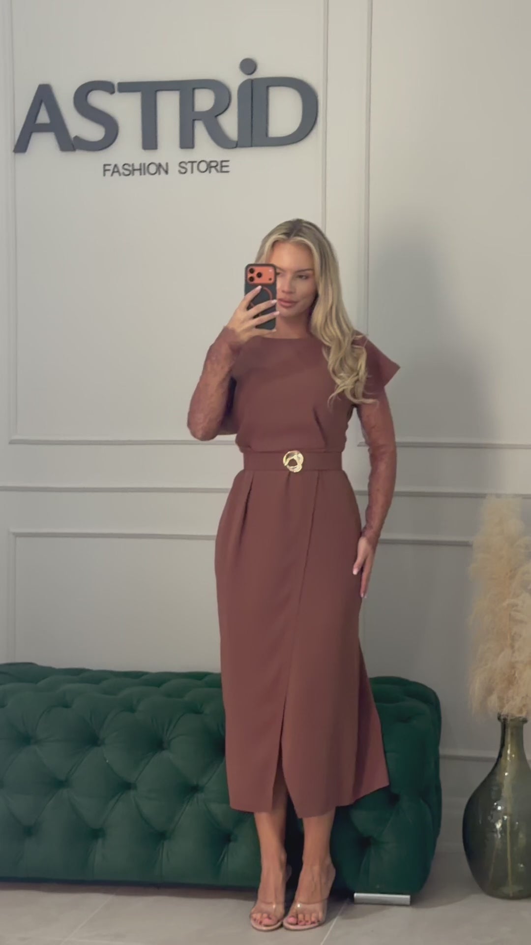 Rochie Callypso midi cu maneci detașabile din dantela