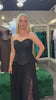 Rochie Amada lunga cu corset din dantela si pietre fusta plisata cu slit din dantela