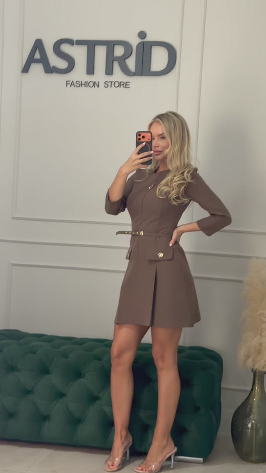 Rochie Lucy scurta cu fermoar si nasturi aurii