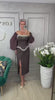 Rochie Polly midi cu aplicatii perle si maneci din voal