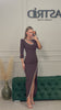 Rochie Alayah midi pe corp cu aplicatii pietre argintii si crapatura pe picior