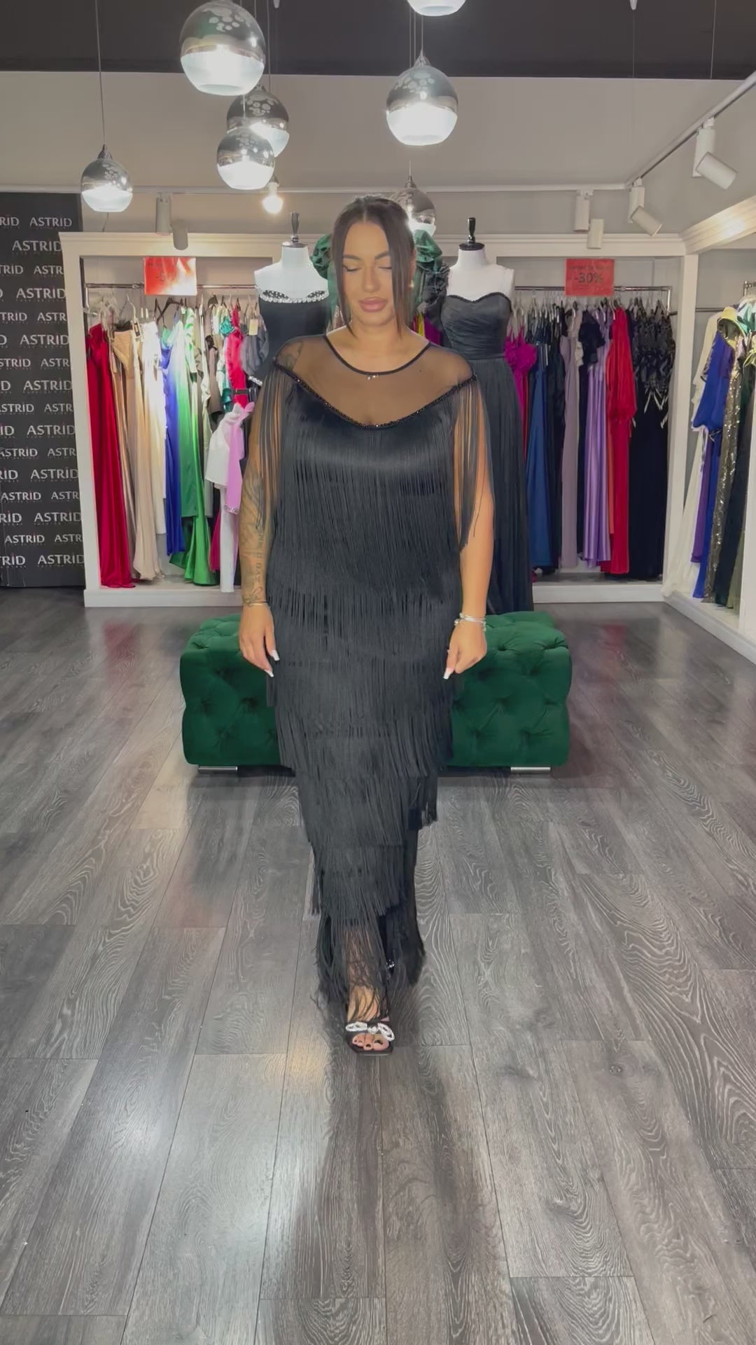 Rochie Freya lungă cu aplicații franjuri
