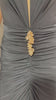 Rochie Zaya lungă neagră pe corp tip corset accesoriu auriu în talie