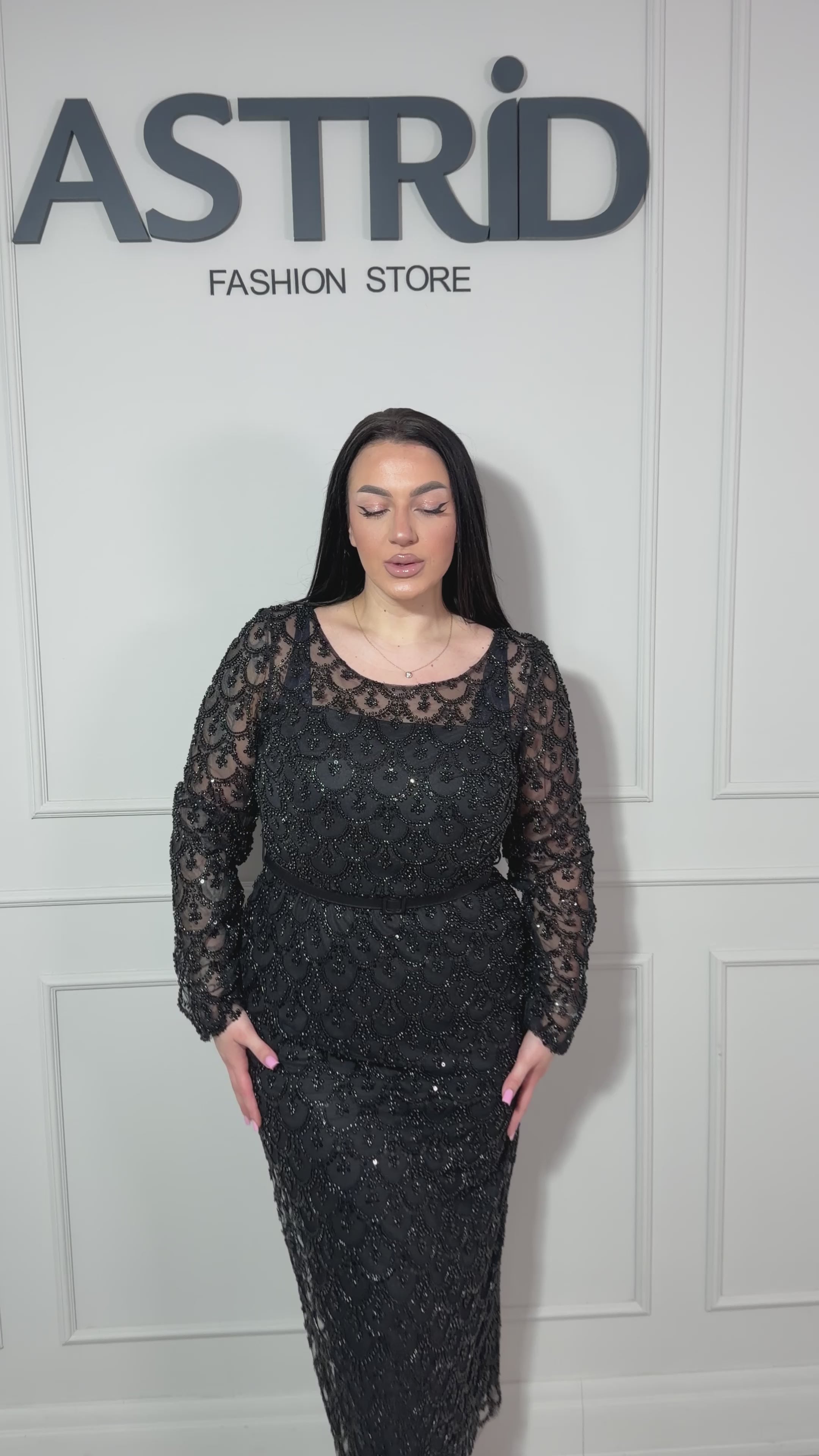 Rochie Donna lungă cu aplicații perlute