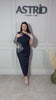 Rochie Yolanda midi cu accesoriu floare din pietre