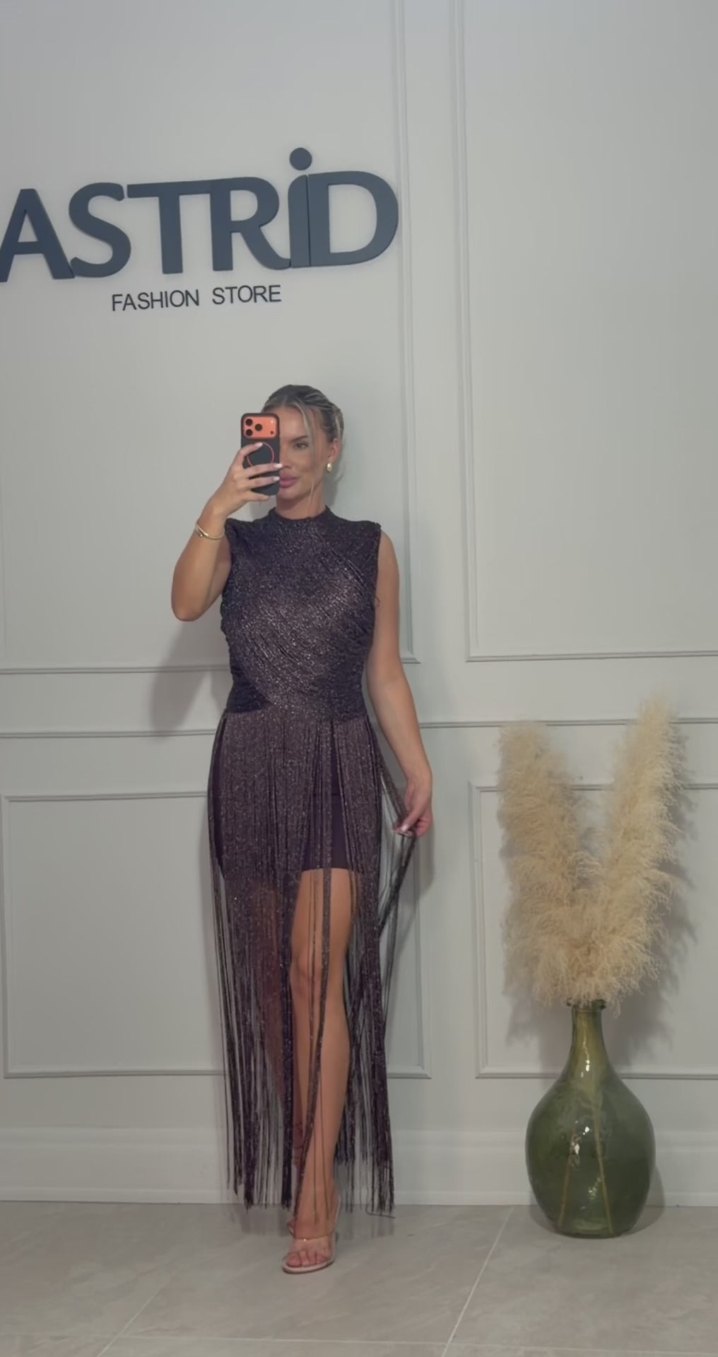 Rochie Amina scurta din bandaj cu franjuri
