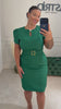 Rochie Nice scurta verde din brocard si curea talie