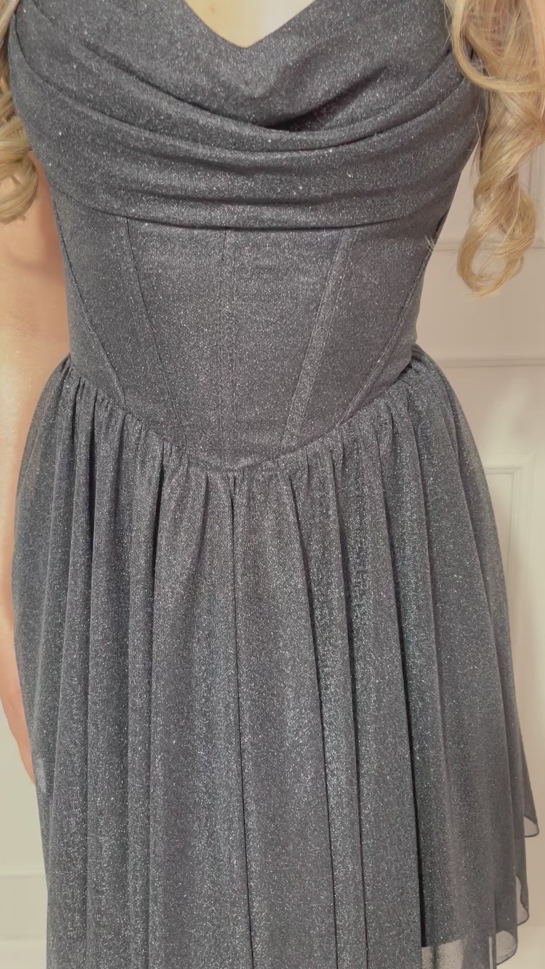 Rochie Leila scurtă tip corset inserții sclipici închidere corset