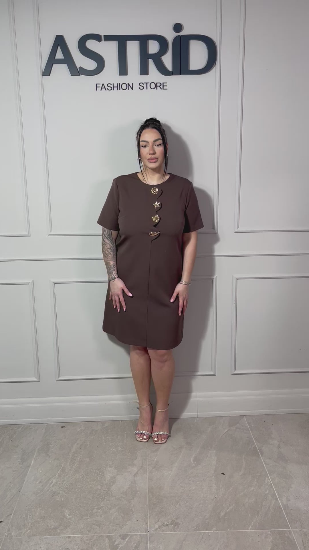 Rochie Olivia cu buzunare și nasturi aurii