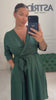 Rochie Pompea midi din satin cu cordon in talie