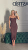 Rochie Avena midi cu crapatura in fata si drapata